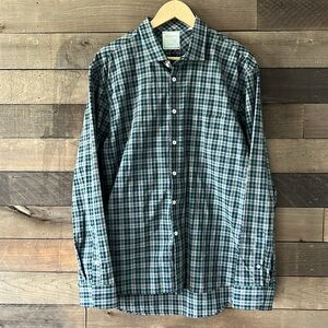 Billy Reid Men's Button Down Long Sleeve Dress Shirt Green Navy Red Grey Plaid